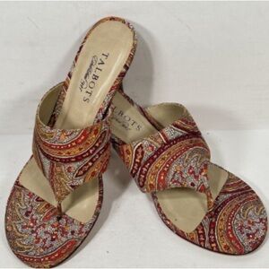 Talbots Paisley Heeled Sandals - Red and Tan